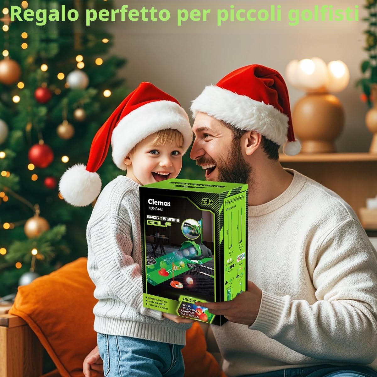Giocattolo da Golf per Bambini Aggiornato con Raccoglitore Automatico, Palline da Golf Luminescenti a LED,Mazze, Tappetino da Putting,Mini Golf per 3-8 Anni, Giochi Sportivi per Ragazzi e Ragazze 3+