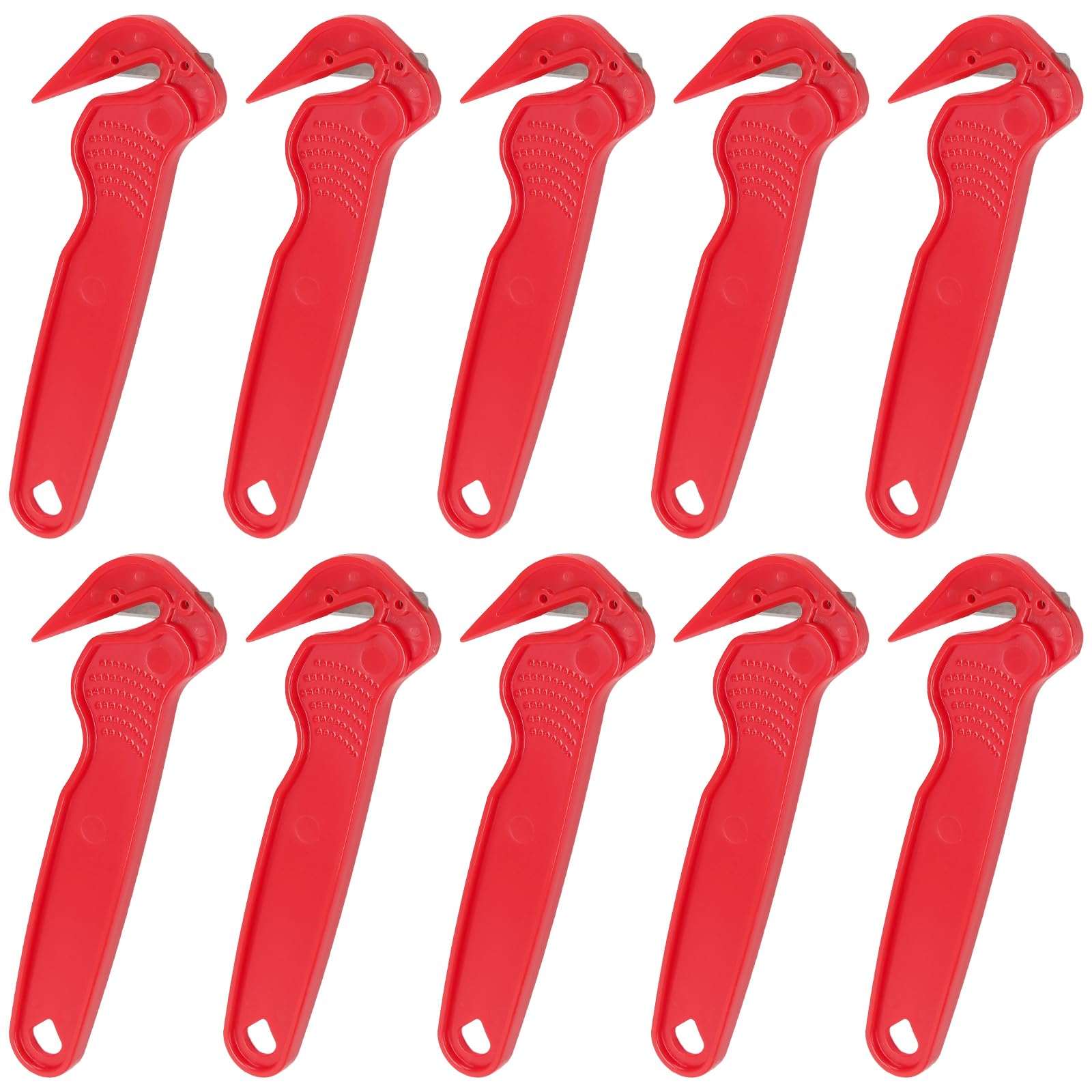 Cheungr Red 10 Pcs Box Cutter, Plastic Box Opener Utility For Packaging, Cardboard, Slitting Bubble Wrap And Film Cutting ﻿