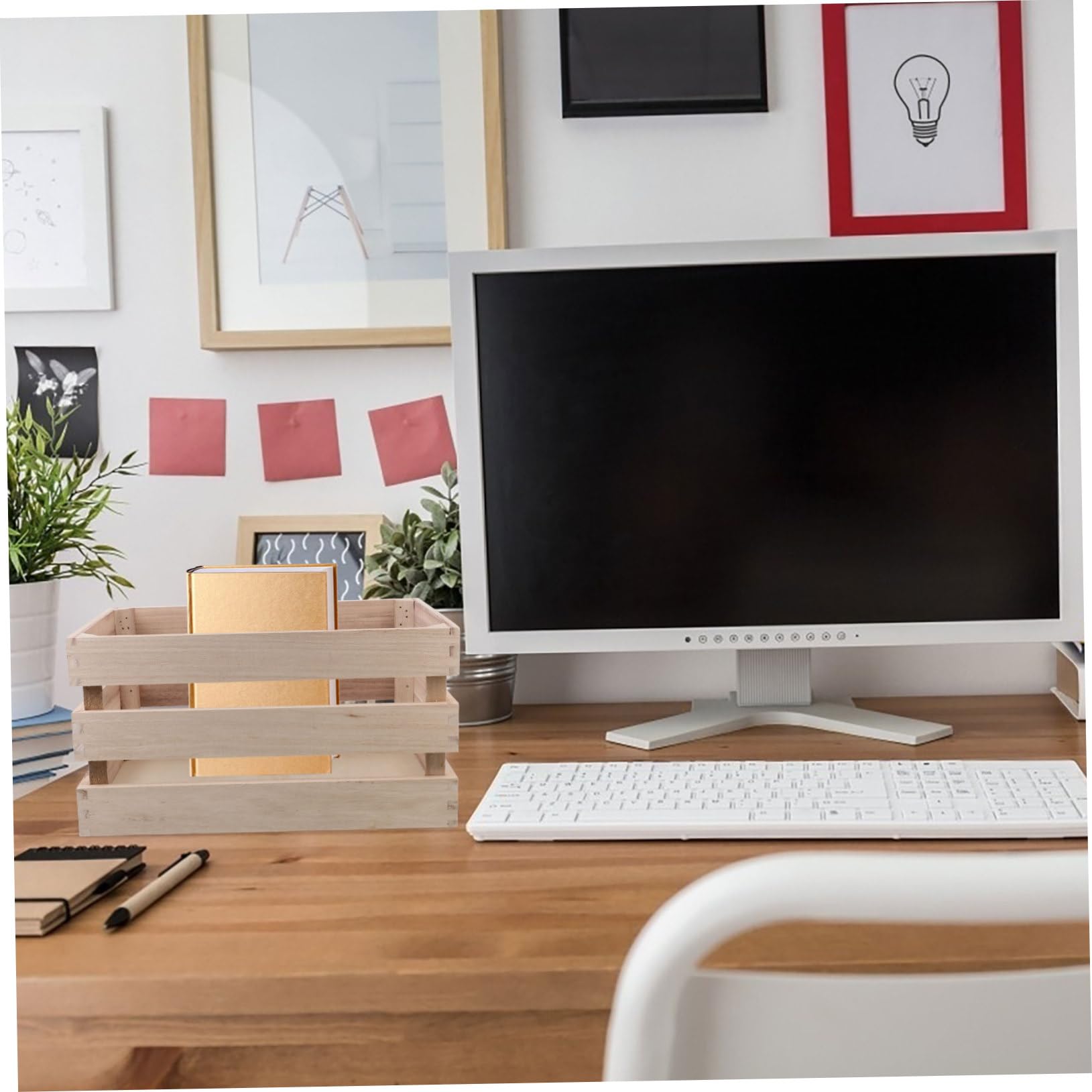 Caja Organizadora De Escritorio De Madera Rectangular Caja Multiusos Para Almacenamiento De Objetos Contenedor Portátil Para Oficina y Hogar Diseño Natural