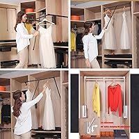 Vista 2 de LDIW Closet Pull Down Rods Aluminum Pull Down Closet Rod Hanger Wardrobe Lift Rail Organizer Storage System for Bedroom Cloakroom,Black,830~1150mm