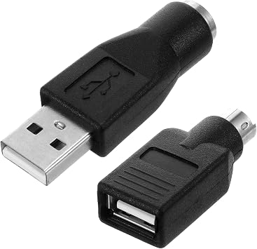 USB to PS/2 Adapter, 2PCS USB Female to PS/2 Male Converter Black Male to Female Keyboard Adapter PS-2 Jack to USBA Plug for Mouse and Keyboard, Replacement PS/2 Keyboards Adapters