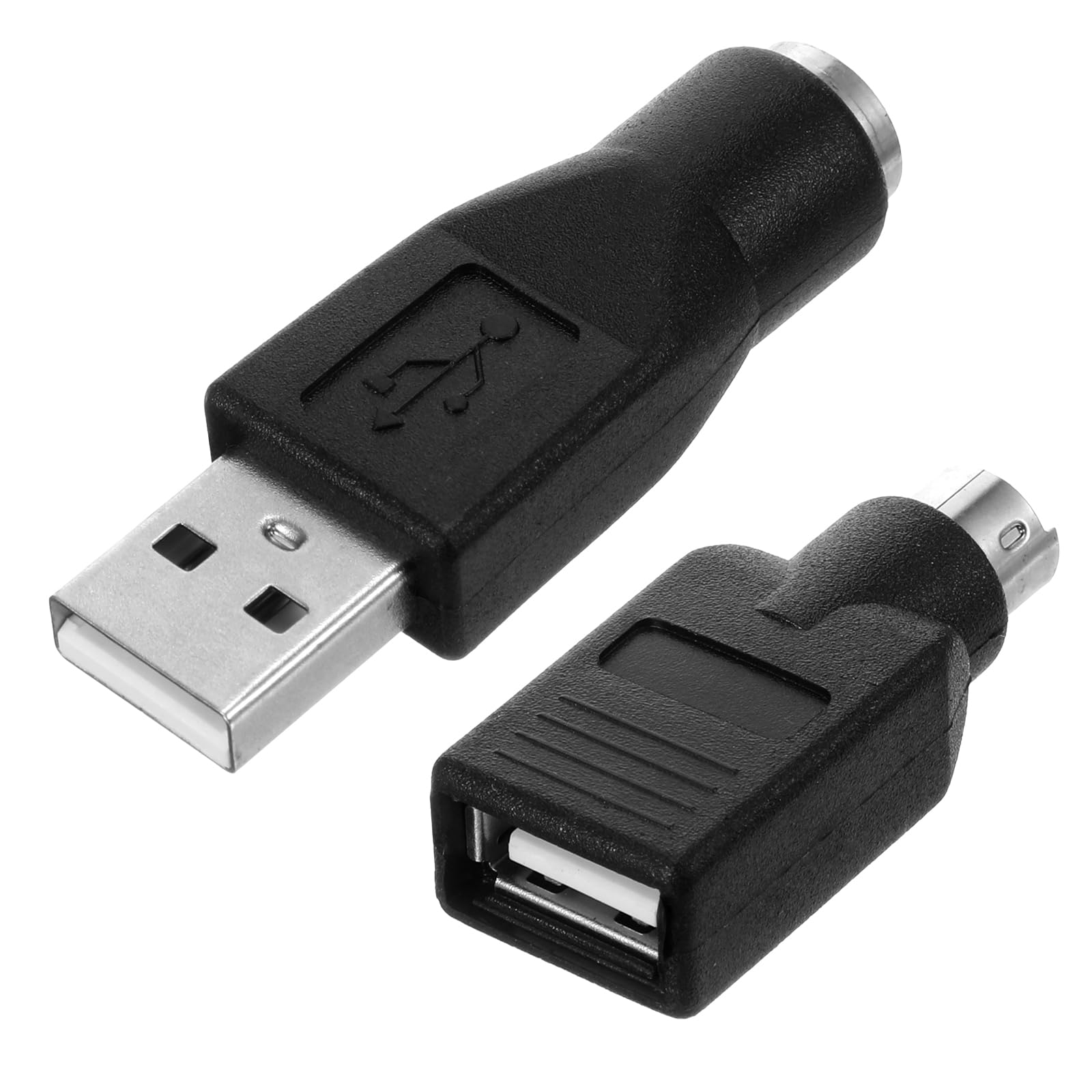 USB to PS/2 Adapter, 2PCS USB Female to PS/2 Male Converter Black Male to Female Keyboard Adapter PS-2 Jack to USBA Plug for Mouse and Keyboard, Replacement PS/2 Keyboards Adapters