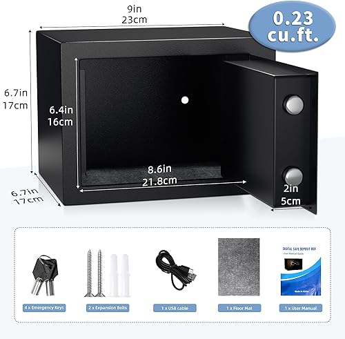Miniatura 2 de Caja fuerte digital electrónica para dinero, caja de seguridad de acero con teclado, para oficina, hotel, negocios, joyería, pistola, caja fuerte