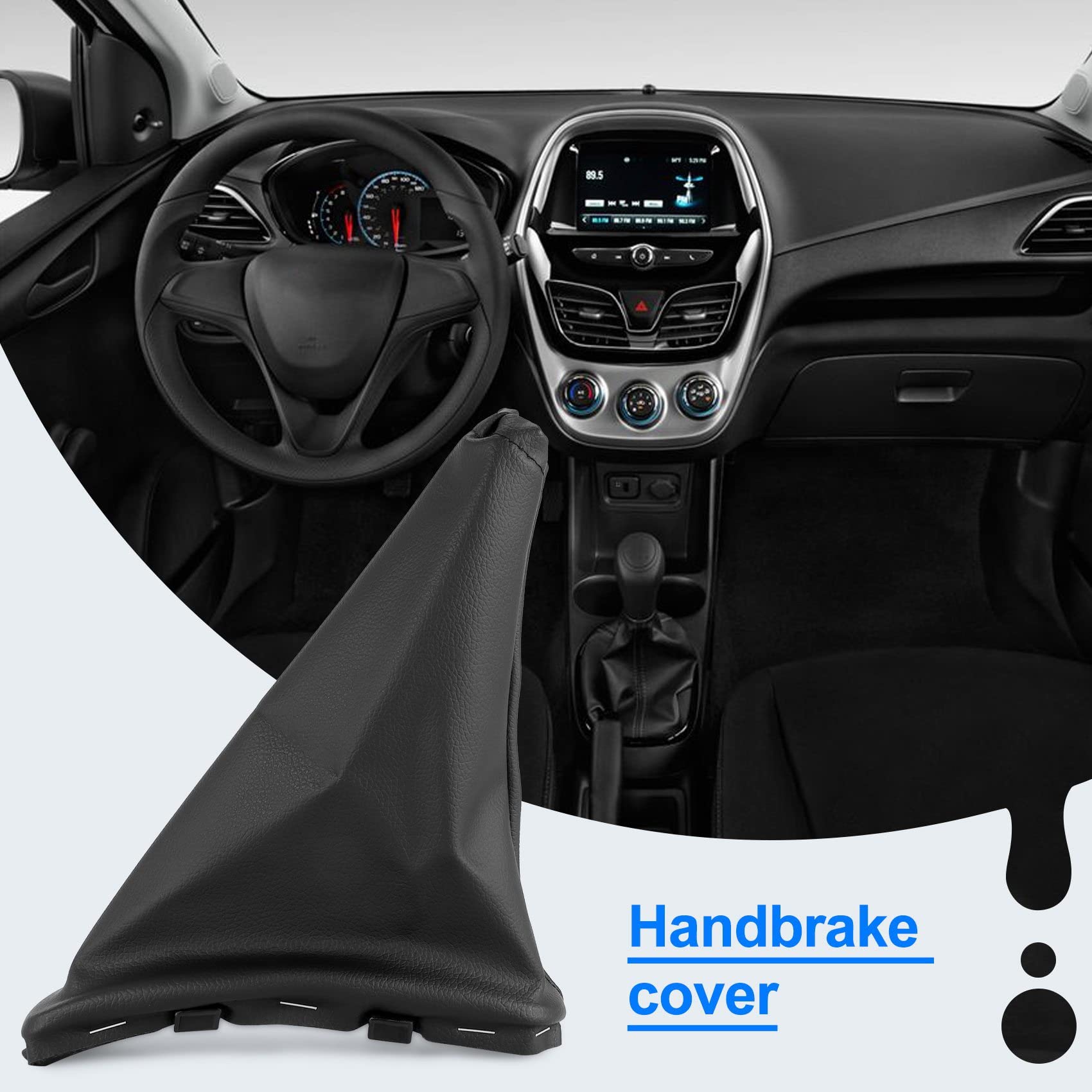 Jkjhbhged Handbrake Gaiter Cover Hand Brake Boot Black PU Leather for Spark 2011-2016, 500285269