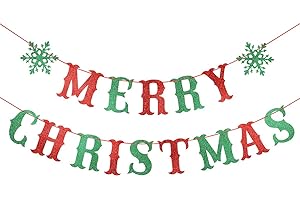 Captivating Red and Green Merry Christmas Banner