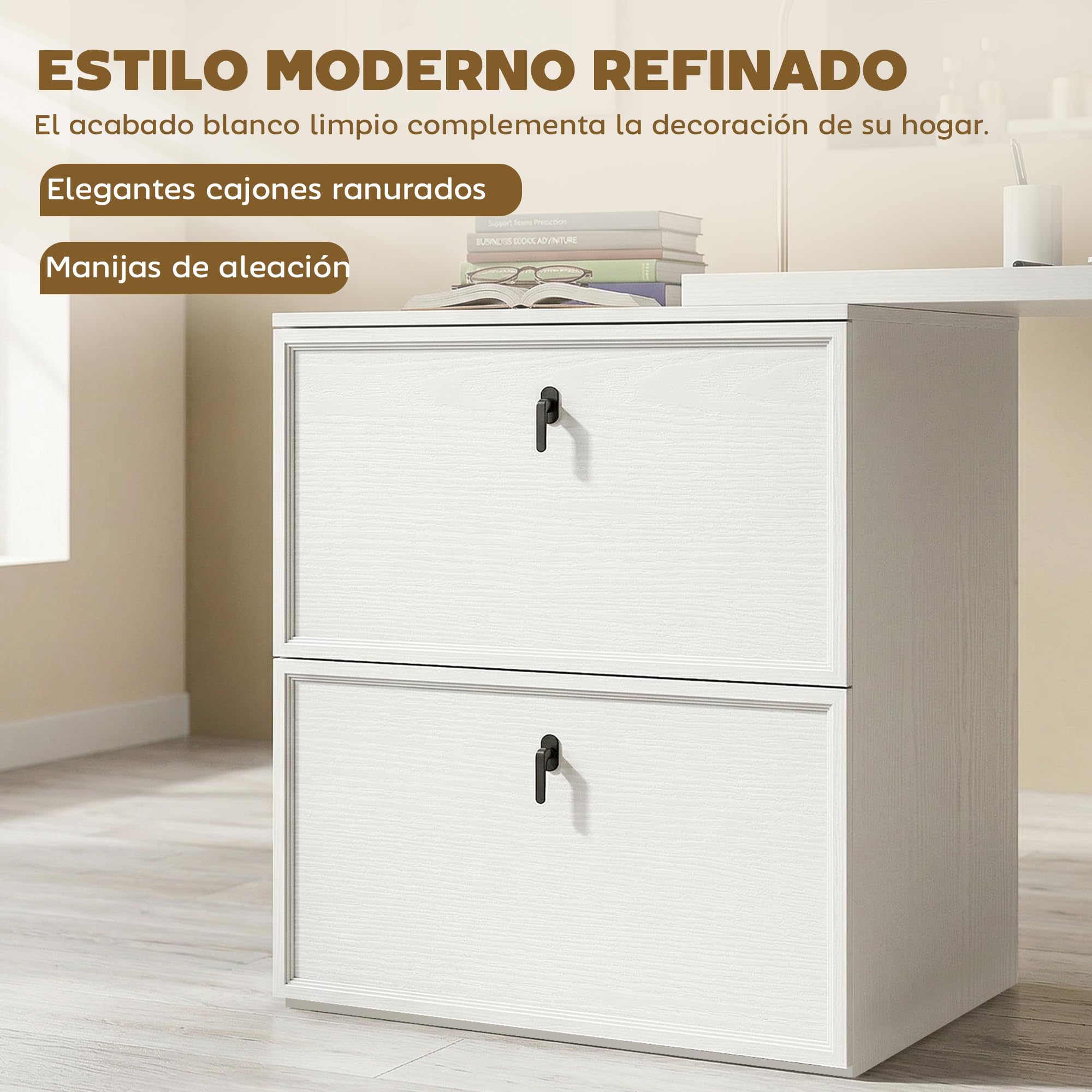 HOMCOM Escritorio Reversible en Forma de L con 2 Cajones Blanco