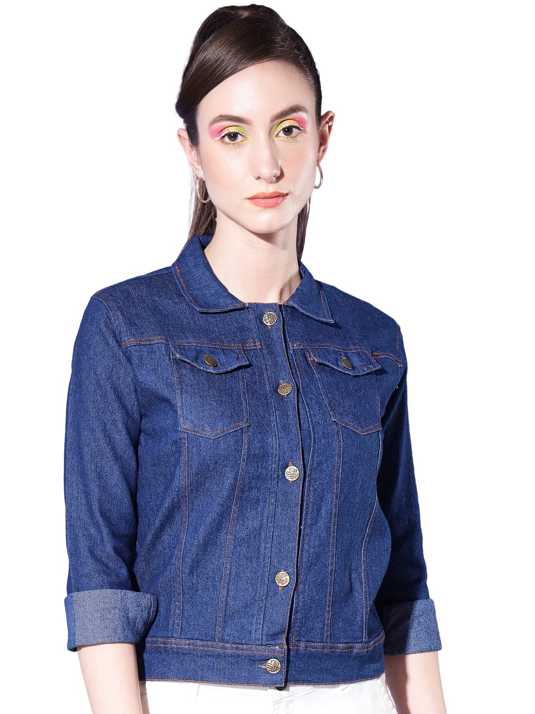 Solid Women Casual Denim Jacket-picture-49