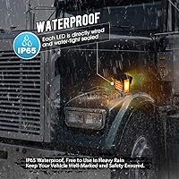 Vista 6 de Partsam 2 luces de estacionamiento de doble cara para remolque, pedestal con viseras cromadas, ámbar/ámbar de doble cara cuadrada, 52 luces LED