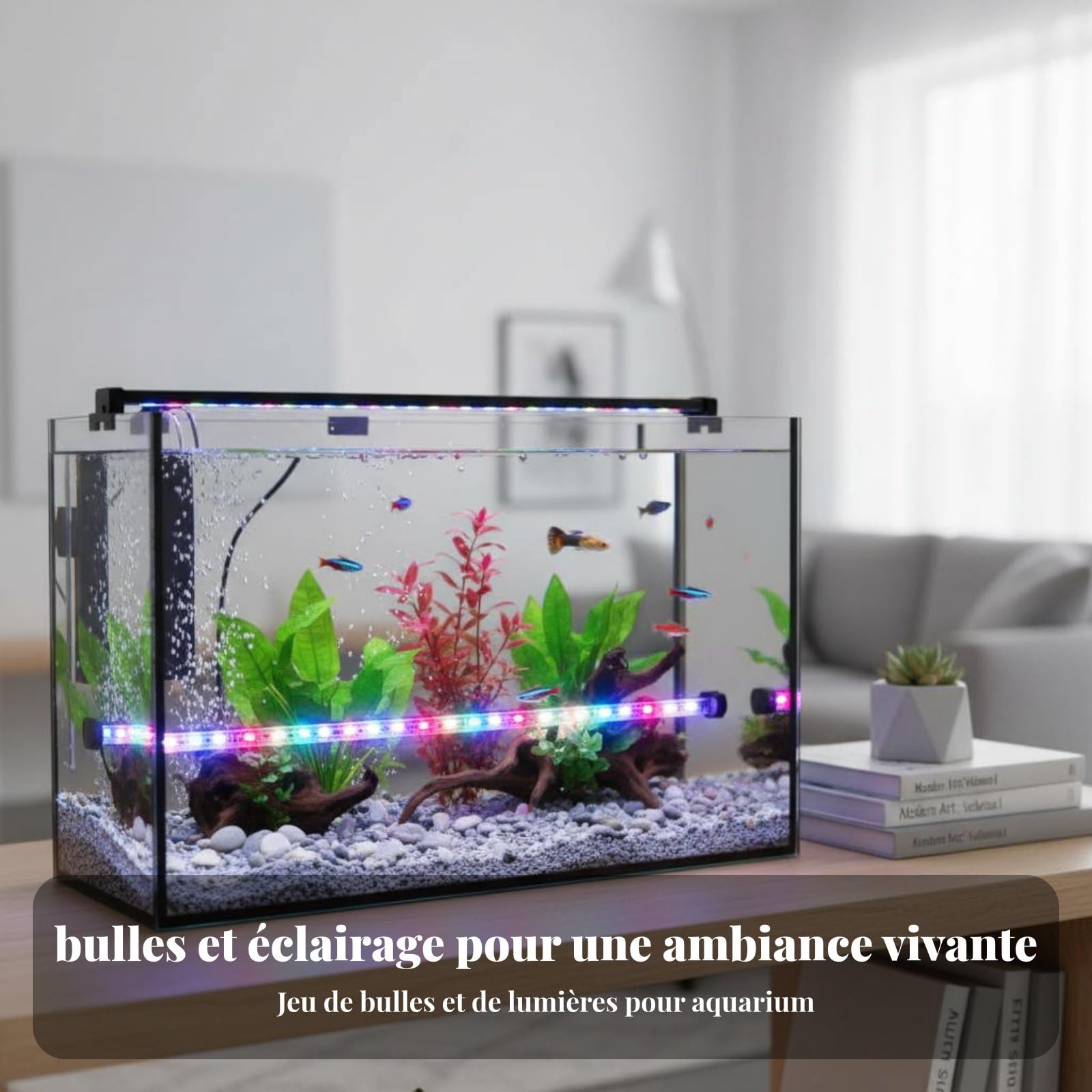 Aquarium Lampe Bar Bubble Lumière Submersible RGB à Télécommande Multi-modes Effets Bubble Décoratif Convient pour Animaux Aquatiques Maison Aquarium Passionnés, 76.5CM, Prise AU