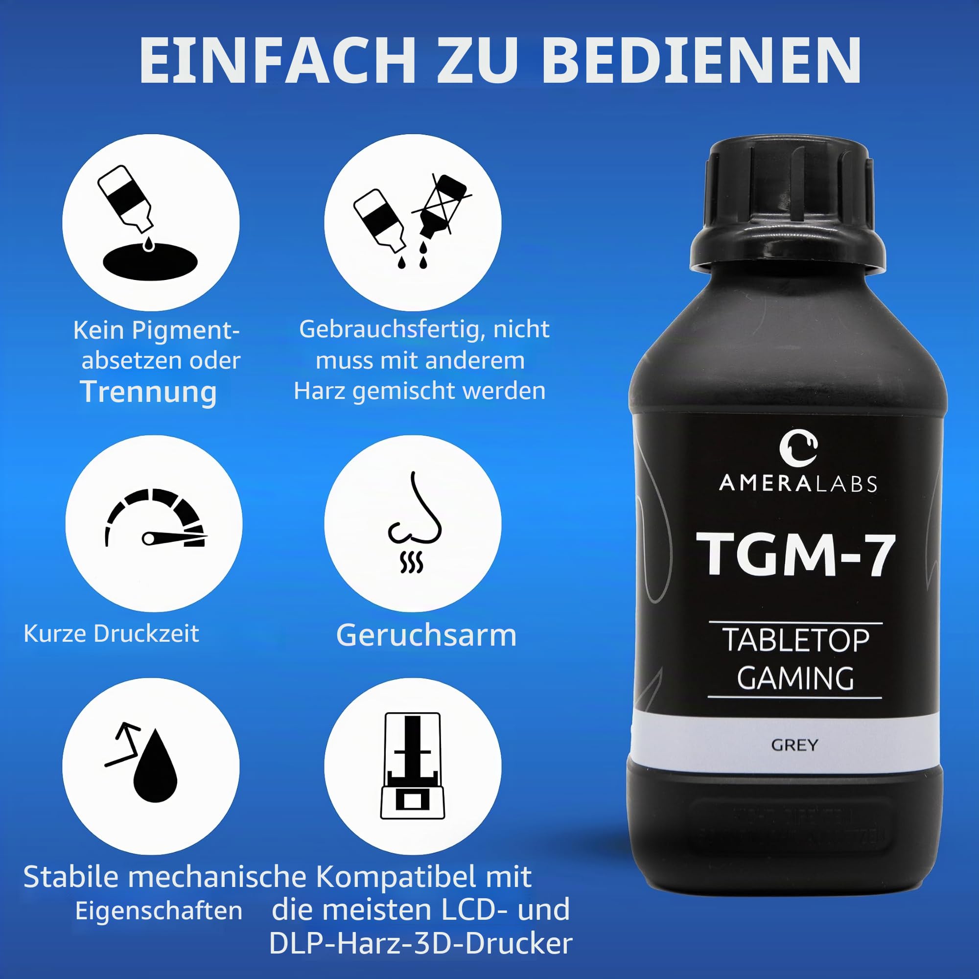 TGM-7 LED Schnellhärtend 3D Harz für Tischspiel-Miniaturen, 1 Liter