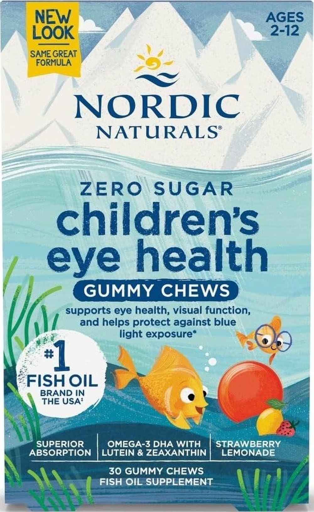 Nordic Naturals Kids Eye Health Gummies w/ 484mg Omega-3 + Lutein, 30 Count