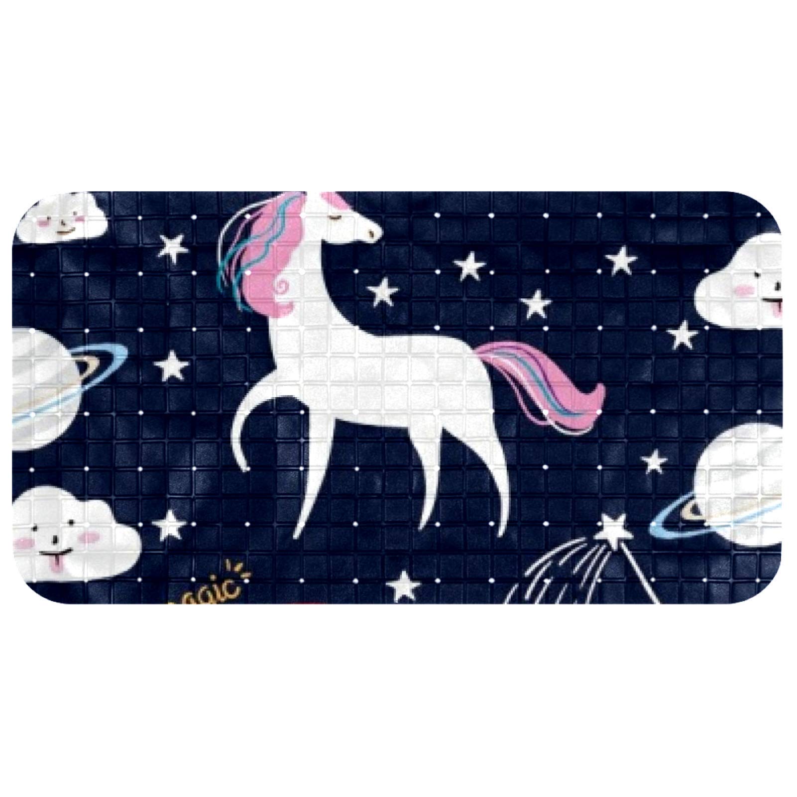 Tapis de bain enfant anti-glisse licorne avec 112 ventouses pour sécuriser la douche