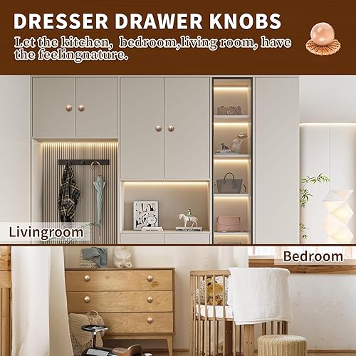 Miniatura 6 de Paquete de 6 pomos de mimbre de ratán bohemios  Tiradores de mimbre de madera de haya hechos a mano para armarios y muebles  Asas redondas de madera