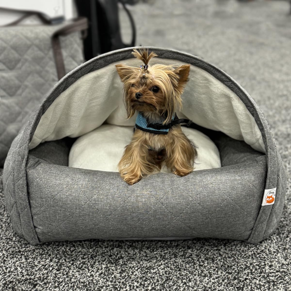 Patentierte Anti-Angst-Hundehöhle Beige, Katzen & kleine Hunde – beruhigend