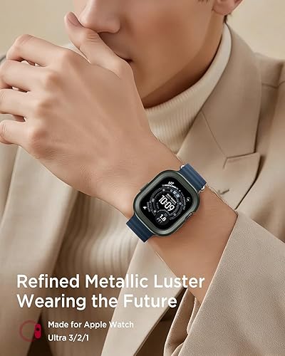 Miniatura 2 de Miimall Funda de metal para Apple Watch Ultra 3/2/1, resistente, duradera, ligera, de aleación de aluminio y titanio + TPU a prueba de golpes