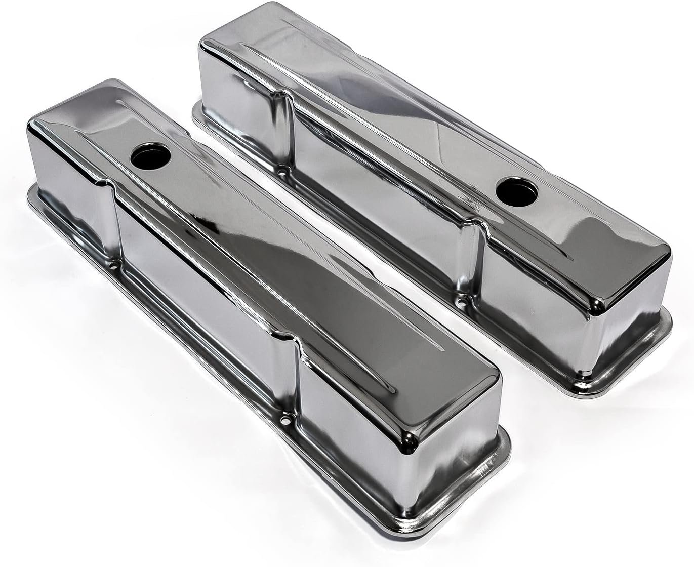 Speedmaster PCE314.1002.01 Compatible with Chevy SBC 350 Chrome Steel Valve Covers - Tall w/Hole