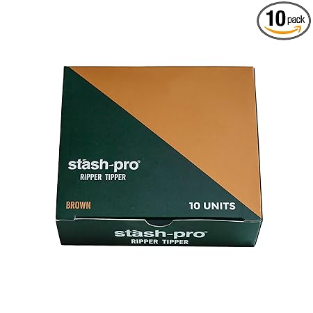 STASH PRO RIPPER TIPPER BROWN (KSS) ROLLING PAPER WITH ROACHES (PACK OF 10)