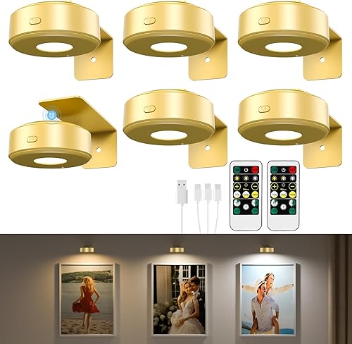 Miniatura 9 de Lightbiz Luz de Imagen 3 Piezas, Luces de Imagen Recargables con Batería para Pared, Luces de Pared Magnéticas con 3 Temperaturas de Color, Luces