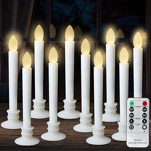 Velas para ventana, funcionan con pilas, temporizadores remotos, luces LED sin llama, velas eléctricas con tapones extraíbles, portavelas para