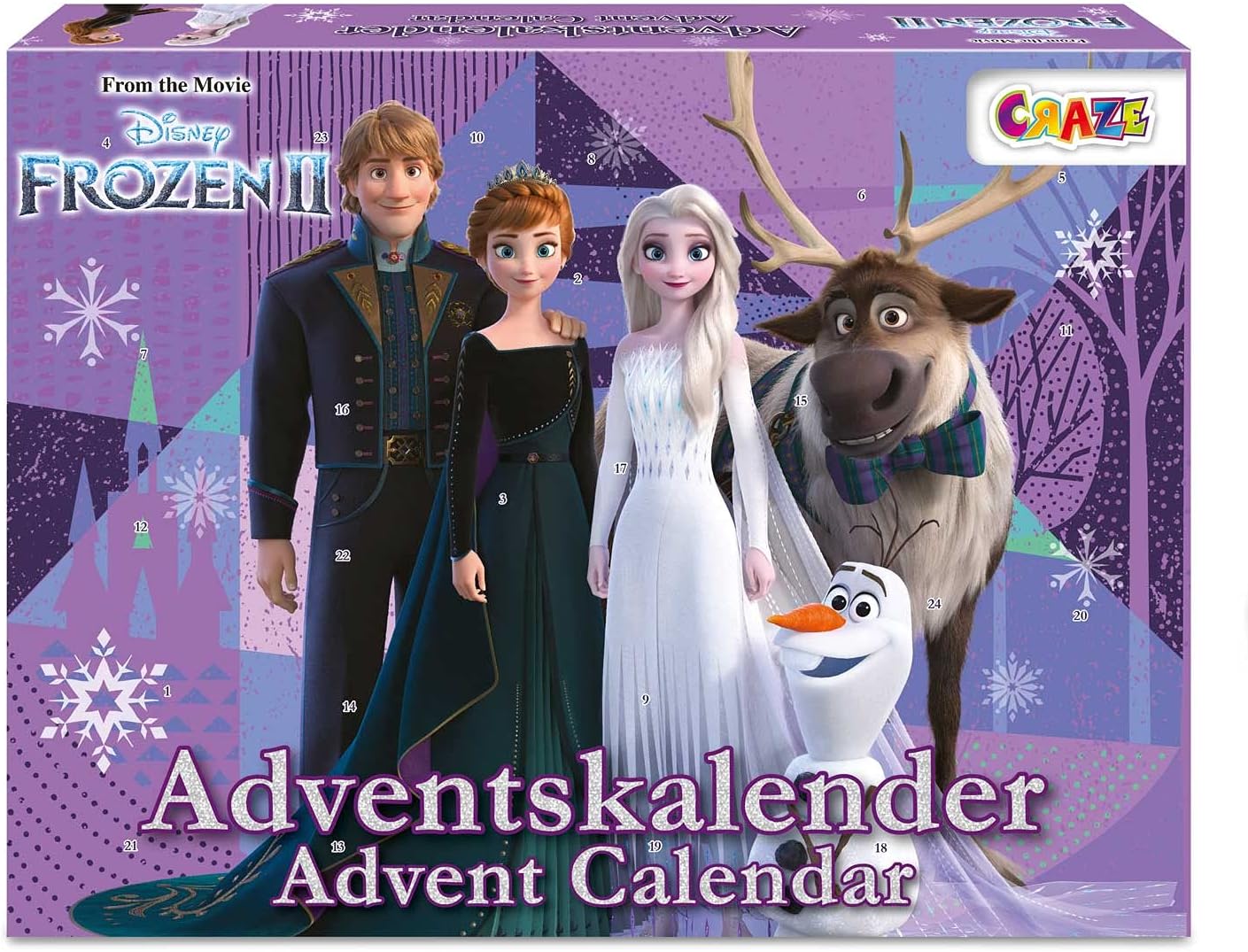 CRAZE Disney Frozen 24652 Advent Kids 2020 II Queen Snow Princess for Girls Toy Calendar with Creative Content and Surprises, Colorful
