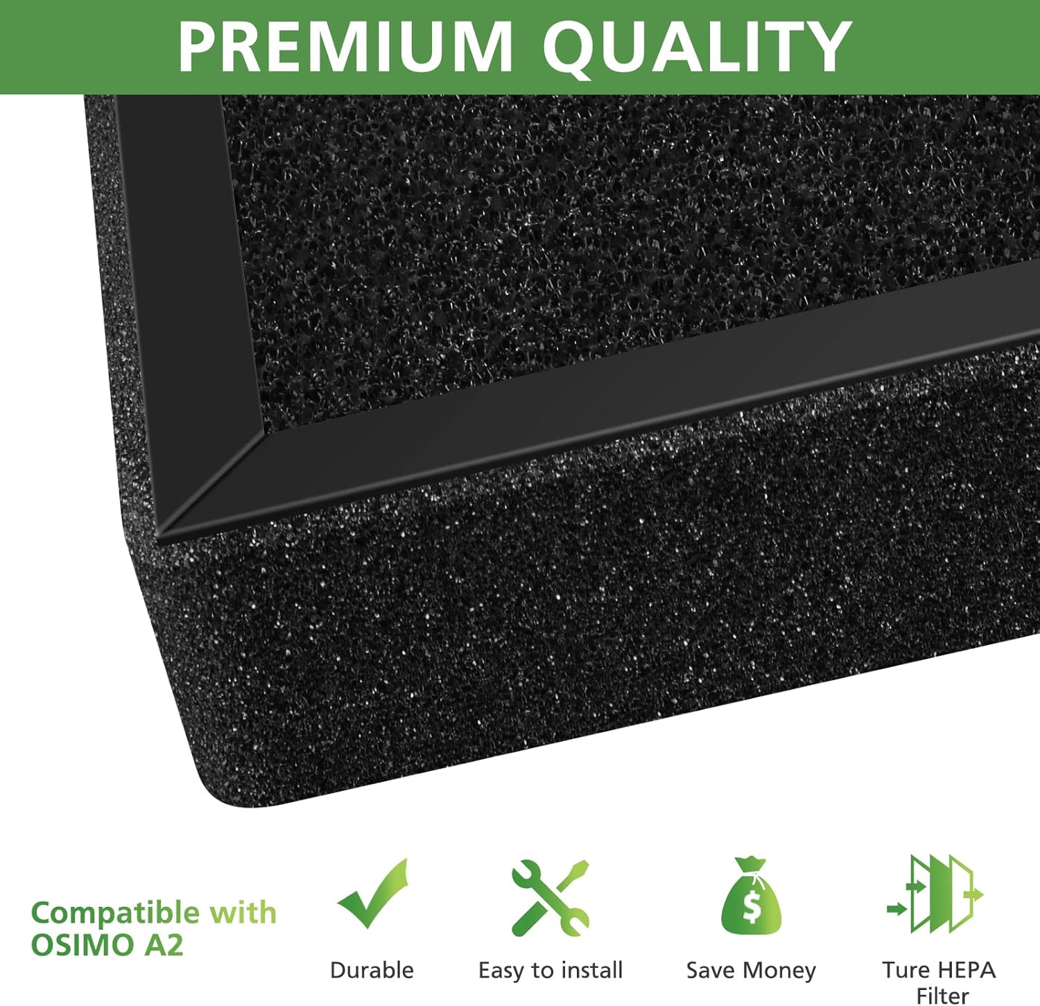 A2 Replacement Filter Compatible with OSIMO A2 Air Purifi-er, 3-in-1 High-Efficiency Filtration, 2 Pack - Image 6