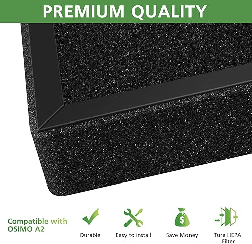 Miniatura 6 de Filtro de repuesto A2 compatible con purificador de aire OSIMO A2, filtración de alta eficiencia 3 en 1, paquete de 2