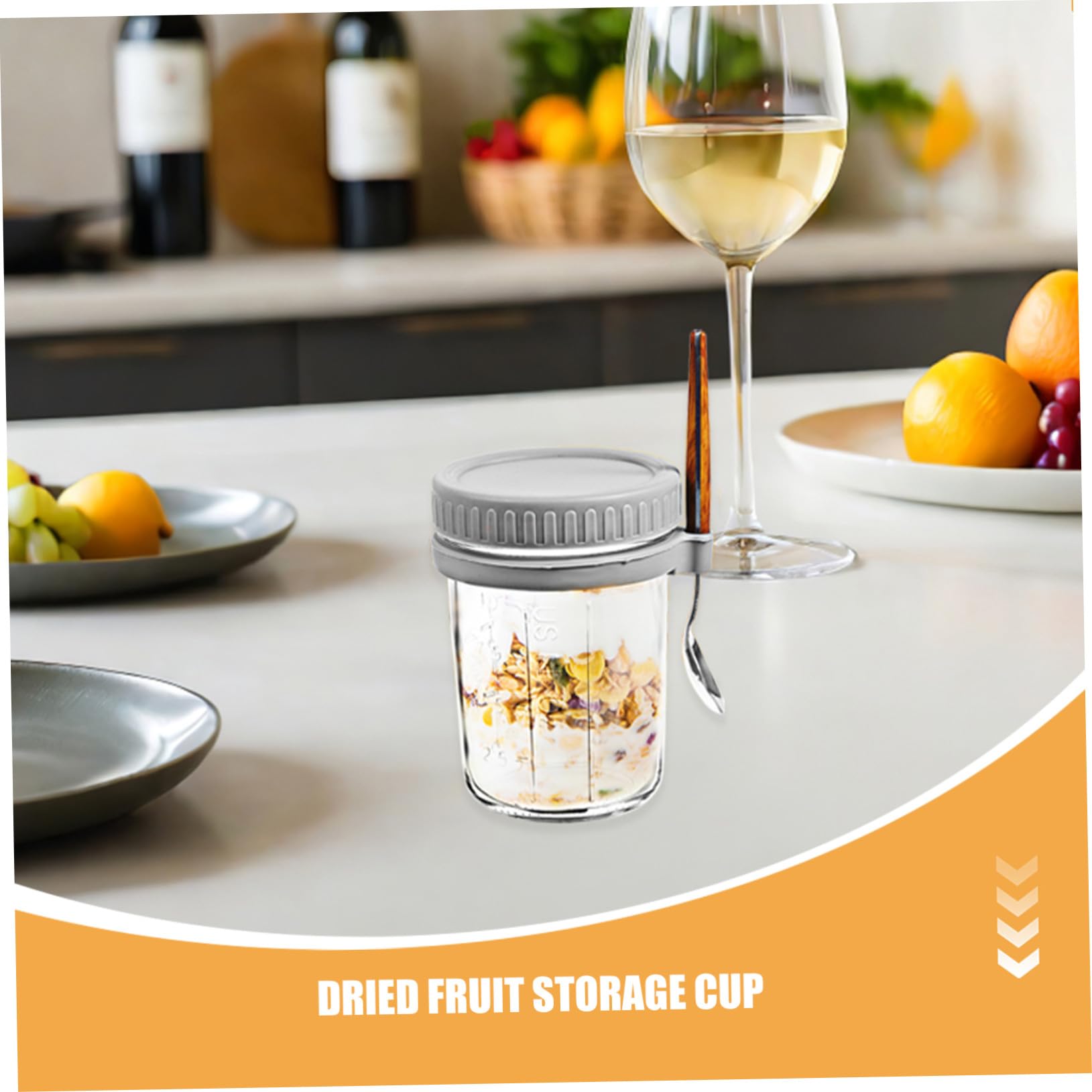 4 pièces Bocaux Verre Déjeuner avec Cuillères Intégrées Pots Hermétiques pour Overnight Oats Yaourt Fruits Secs Cuisine Polyvalente