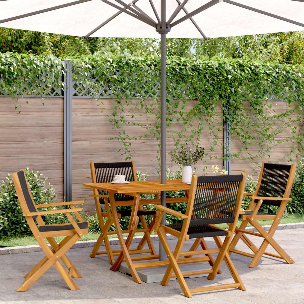 Chaises de jardin pliantes en acacia lot de 4 mobilier extérieur confortable avec accoudoir