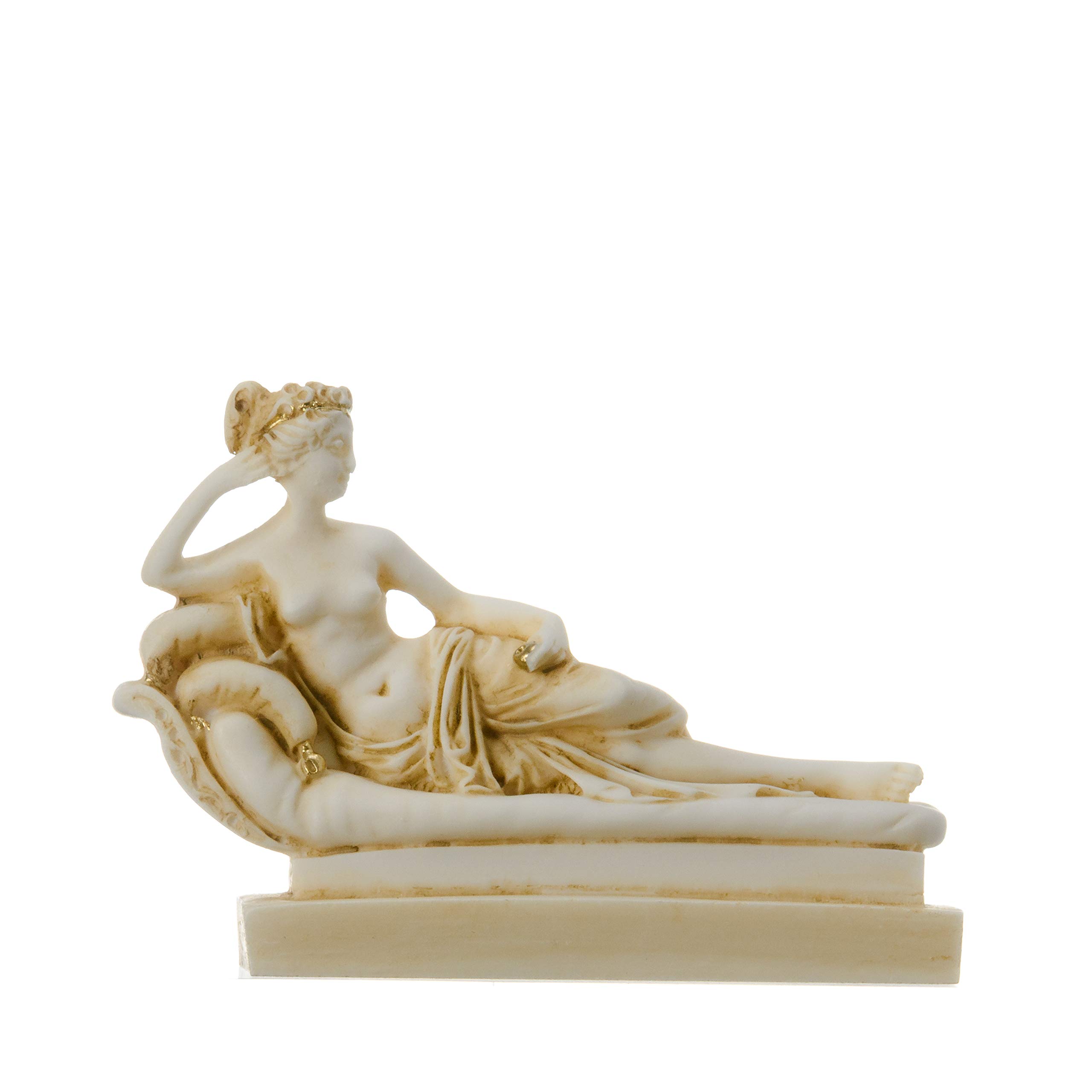 Beautifulgreekstatues Gold Venus Victrix Pauline Bonaparte Canova Statue Figurine Alabaster Tone 3.54"