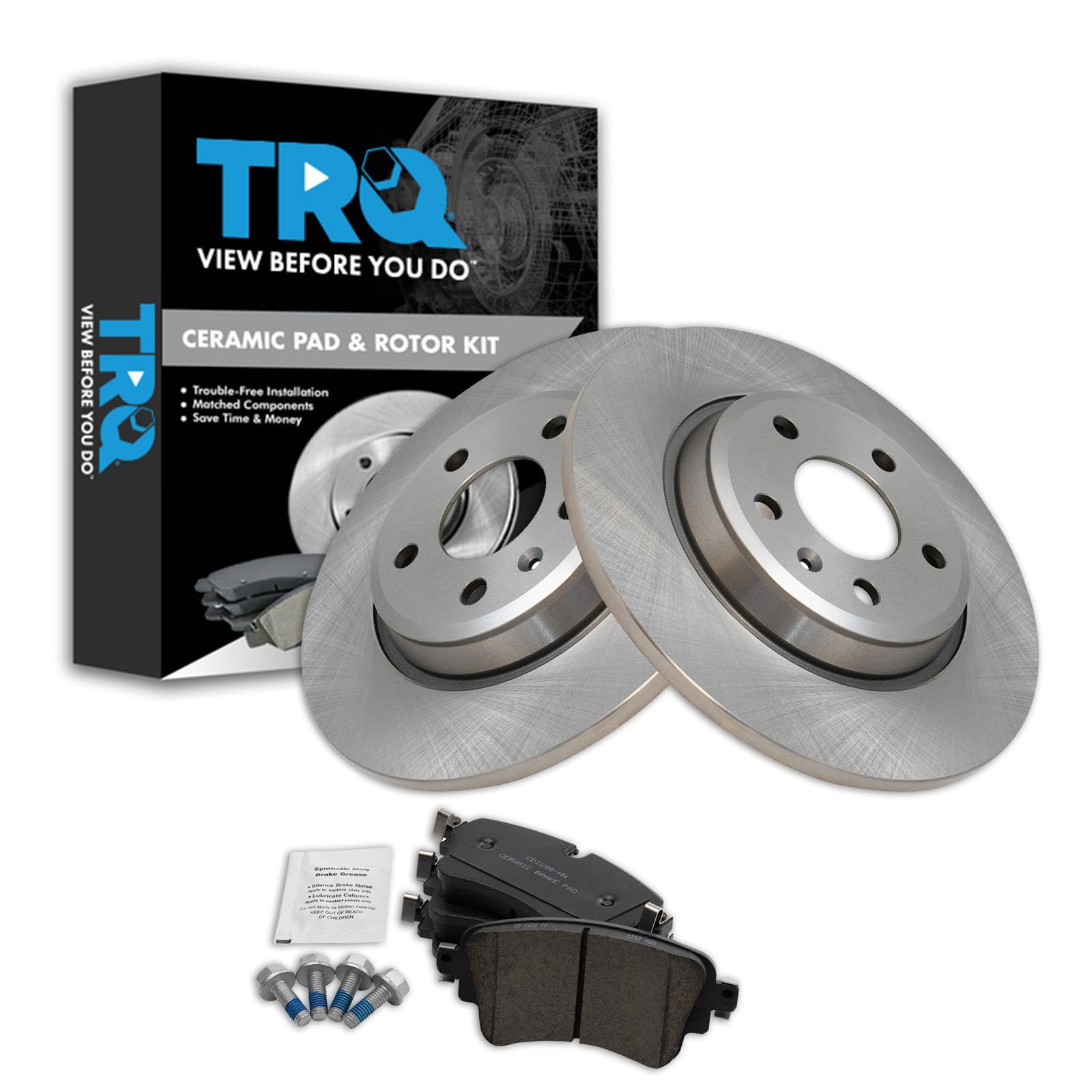 TRQ Rear Brake Pad and Rotor Set Ceramic Compatible with 2017-2020 Audi A4 2017-2021 A4 Quattro 2021 A5 Sportback