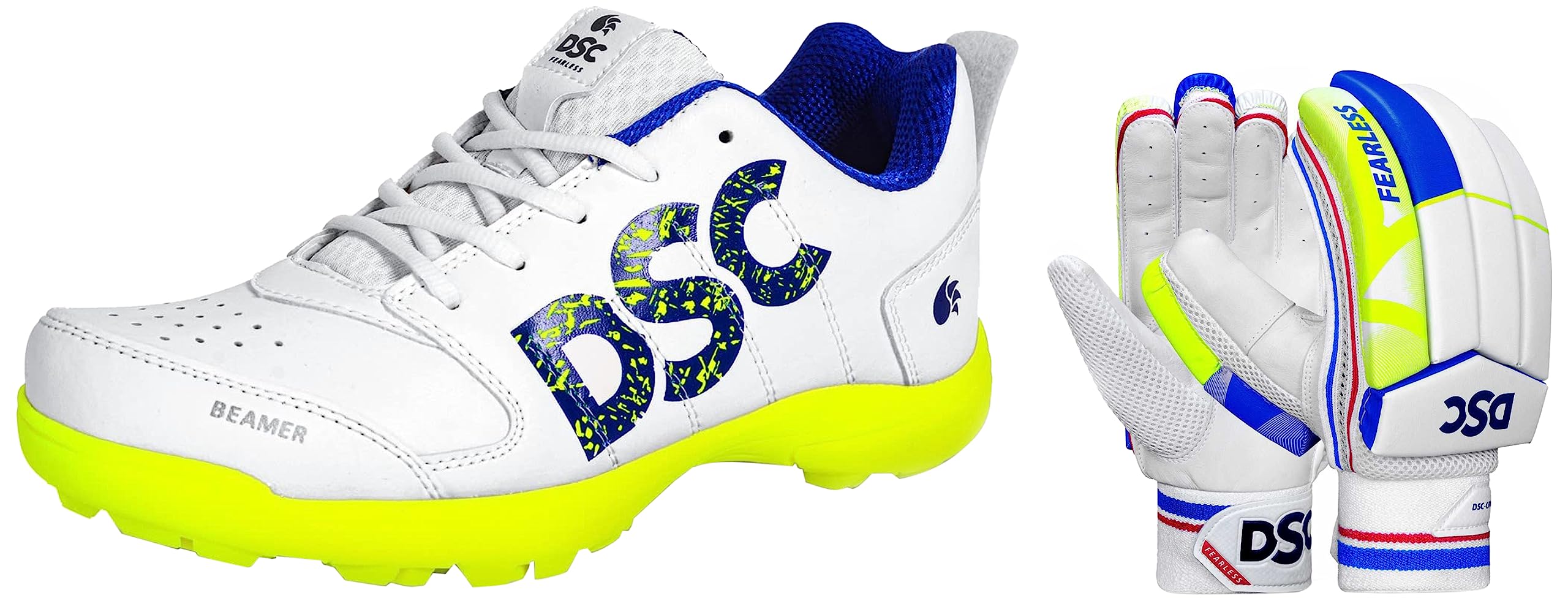 DSC1500398 Intense Attitude Men's Polyester Cricket Right Batting Gloves (Colour May Vary) Unisex-Adult Beamer Cricket Shoes Fluro Yellow-White Cricket Shoe - 10 UK (1502451)