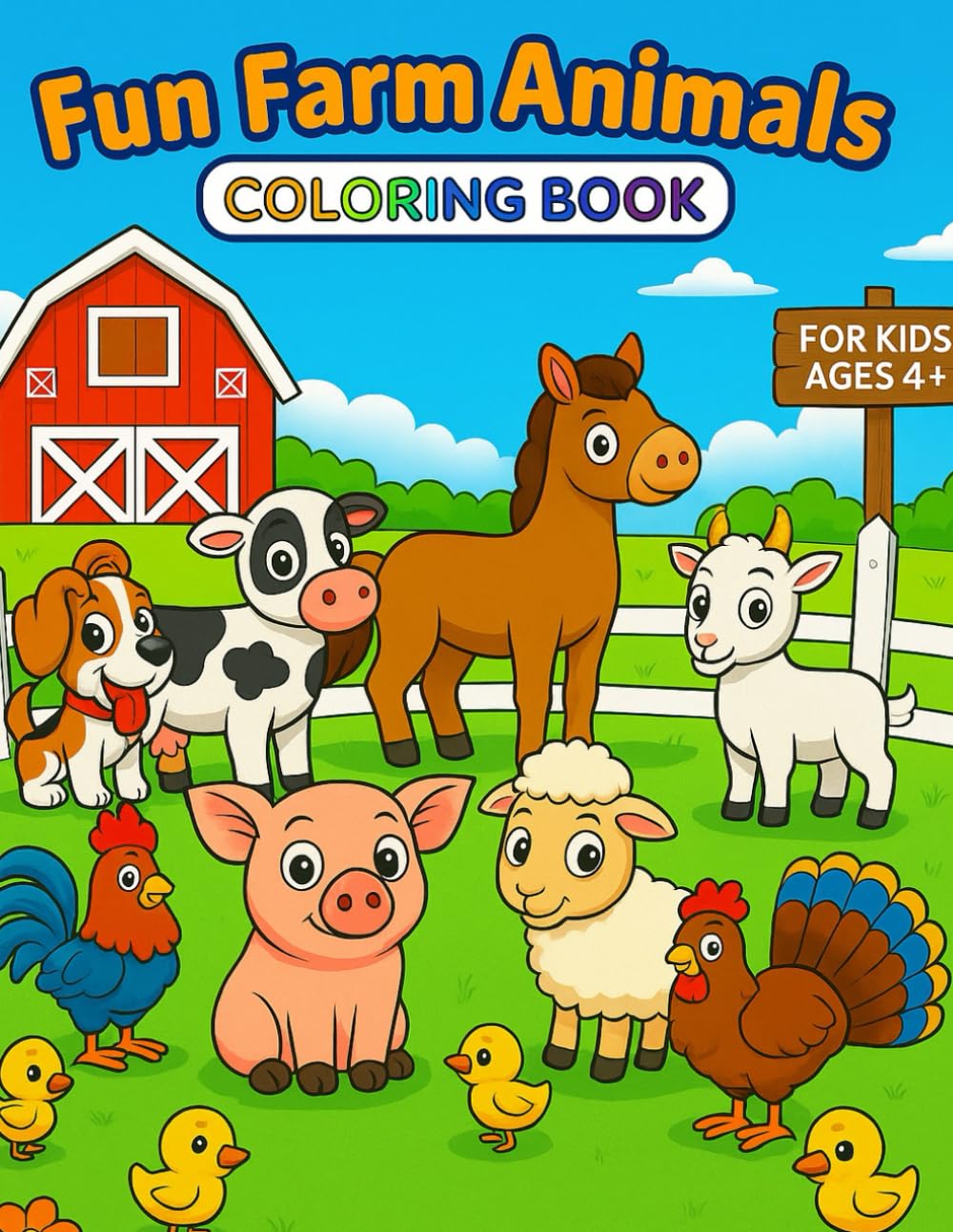 Fun Farm Animals Coloring Book 2