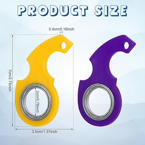 Miniatura 2 de Llavero giratorio de 2 piezas, llavero giratorio portátil, llavero giratorio para adolescentes y adultos, alivio de la ansiedad (morado, amarillo)