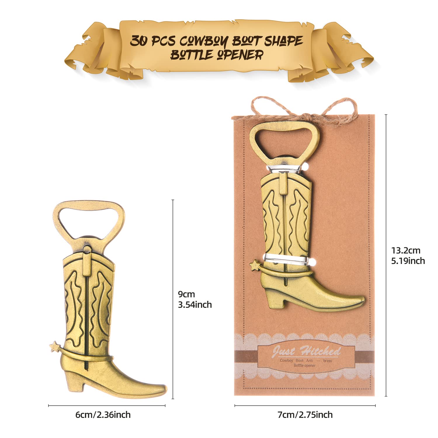 30PCS Cowboy Boots Bottle Openers Wedding Favors Baby Shower,Bridal Shower Birthday Party Return Gifts for Guests Party Decorations or Souvenirs