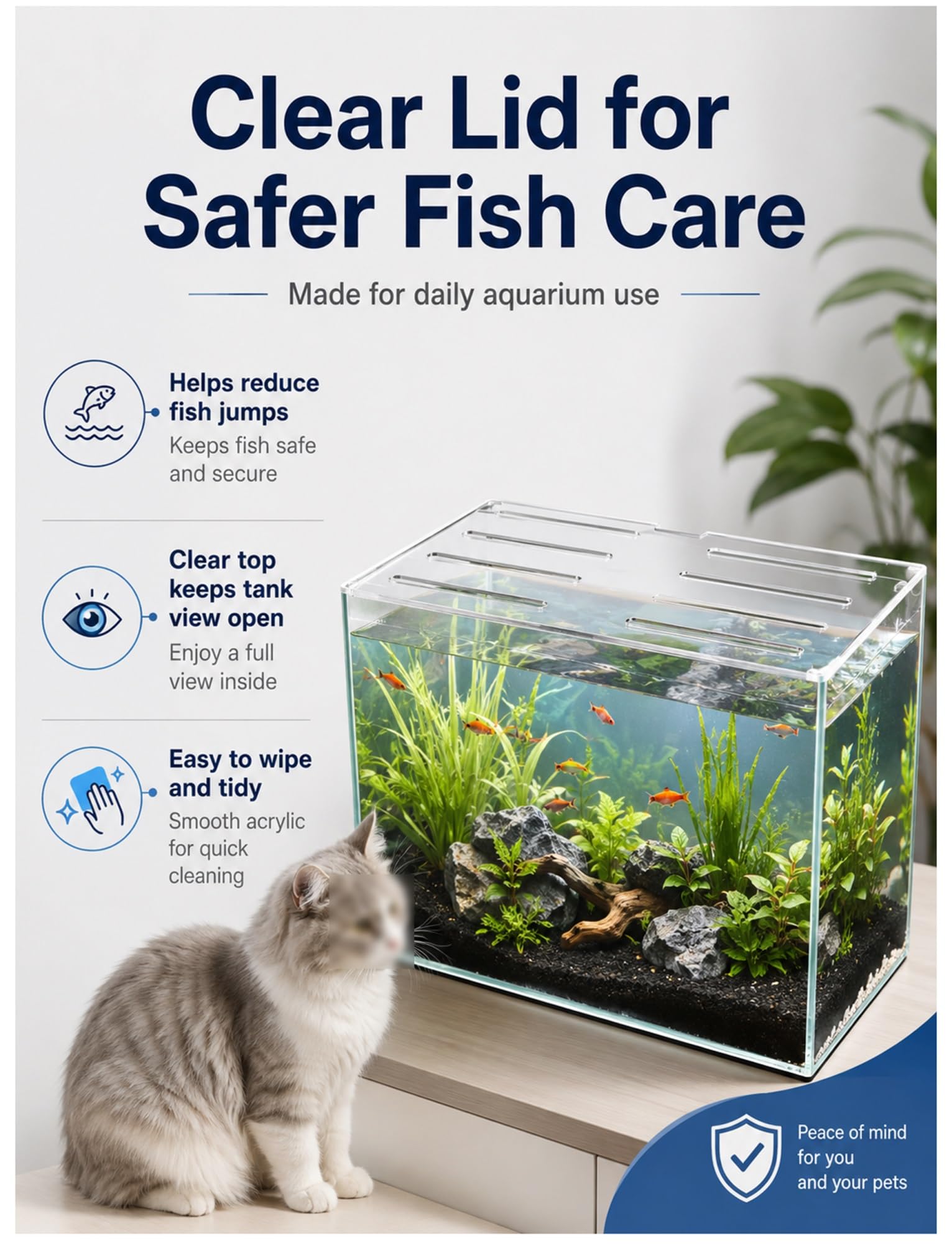 Genérico Tapa de Acuario de Acrílico Transparente 5 mm, Cubierta para Pecera con Ranuras de Ventilación, Protector Antisalto para Acuario Abierto, Más de 100 cm se Envía en 2 Piezas(40x30 cm)