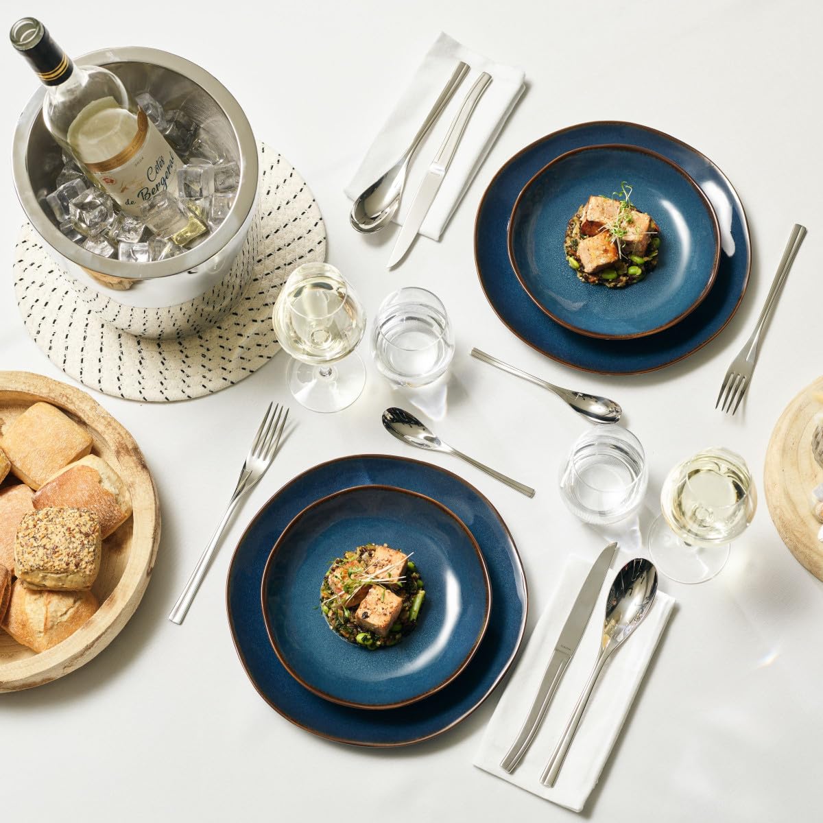 Médard de Noblat - Assiette plate - D27 cm - Vertigo Denim - Grès - Lot de 6 - Bleu