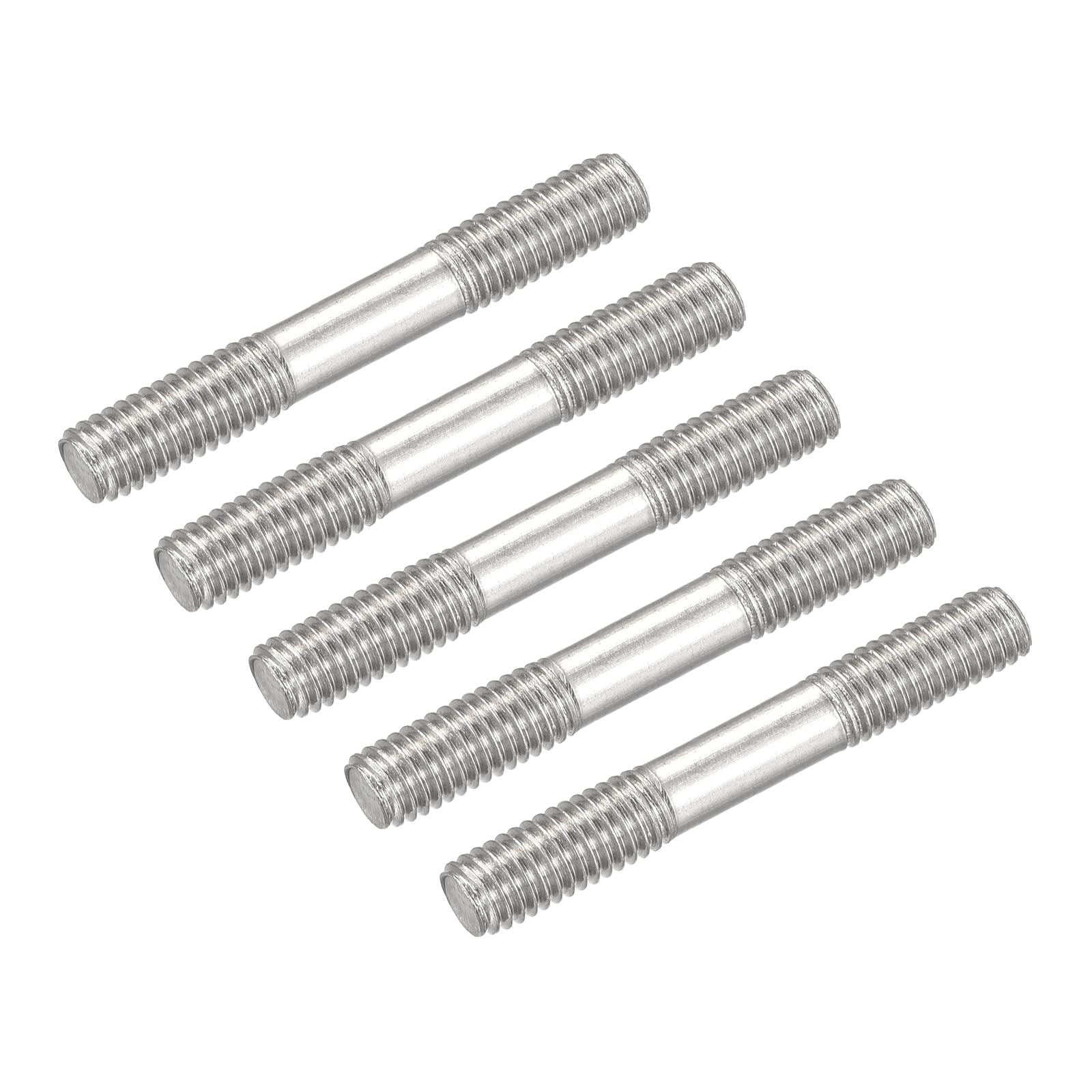 METALLIXITY Double Ended Stud Screws (M5 Thread 40mm Length) 5pcs, 304 Stainless Steel Dual Threaded Rod Bolts - for House Maintenance