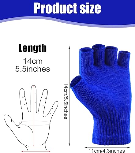 Miniatura 2 de SATINIOR 3 pares de guantes sin dedos para mujer, guantes de punto de medio dedo para mujeres y hombres