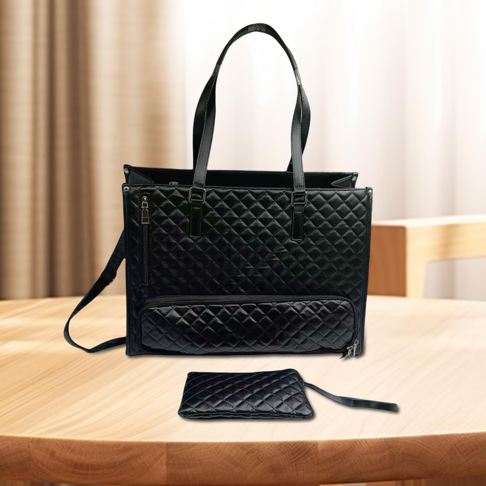 Milageto Women Tote Bag, Business Bag, per Office da Picnic di Collage, Nero