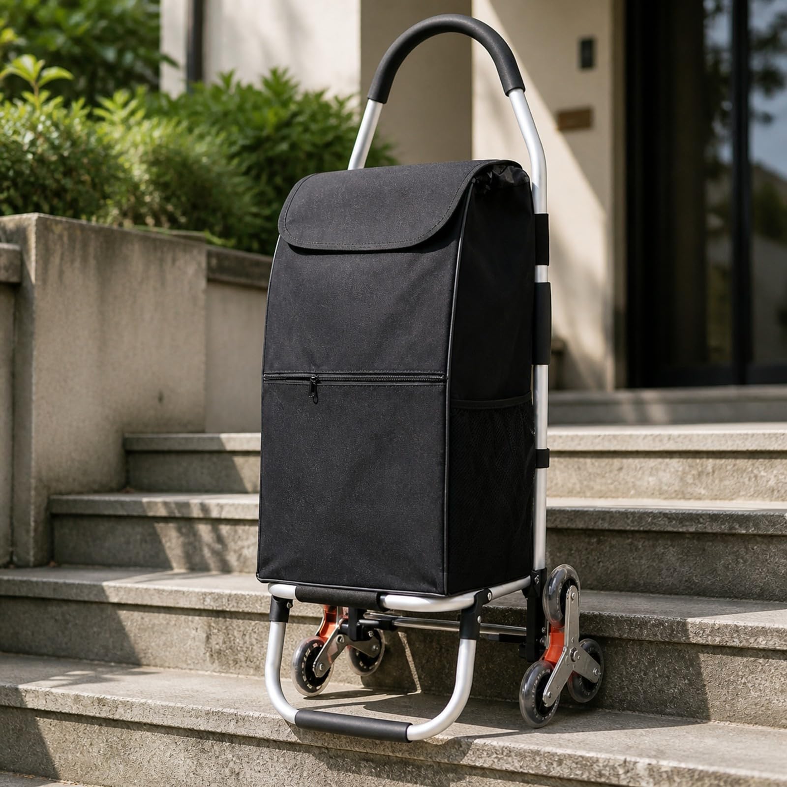 Carrito Plegable Portátil Carrito Plegable con Bolsa Robusto para Tiendas, Rojo