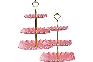 Square 3 Tier Cupcake Dessert Serving Stand for Pink Themed Tea Parties...