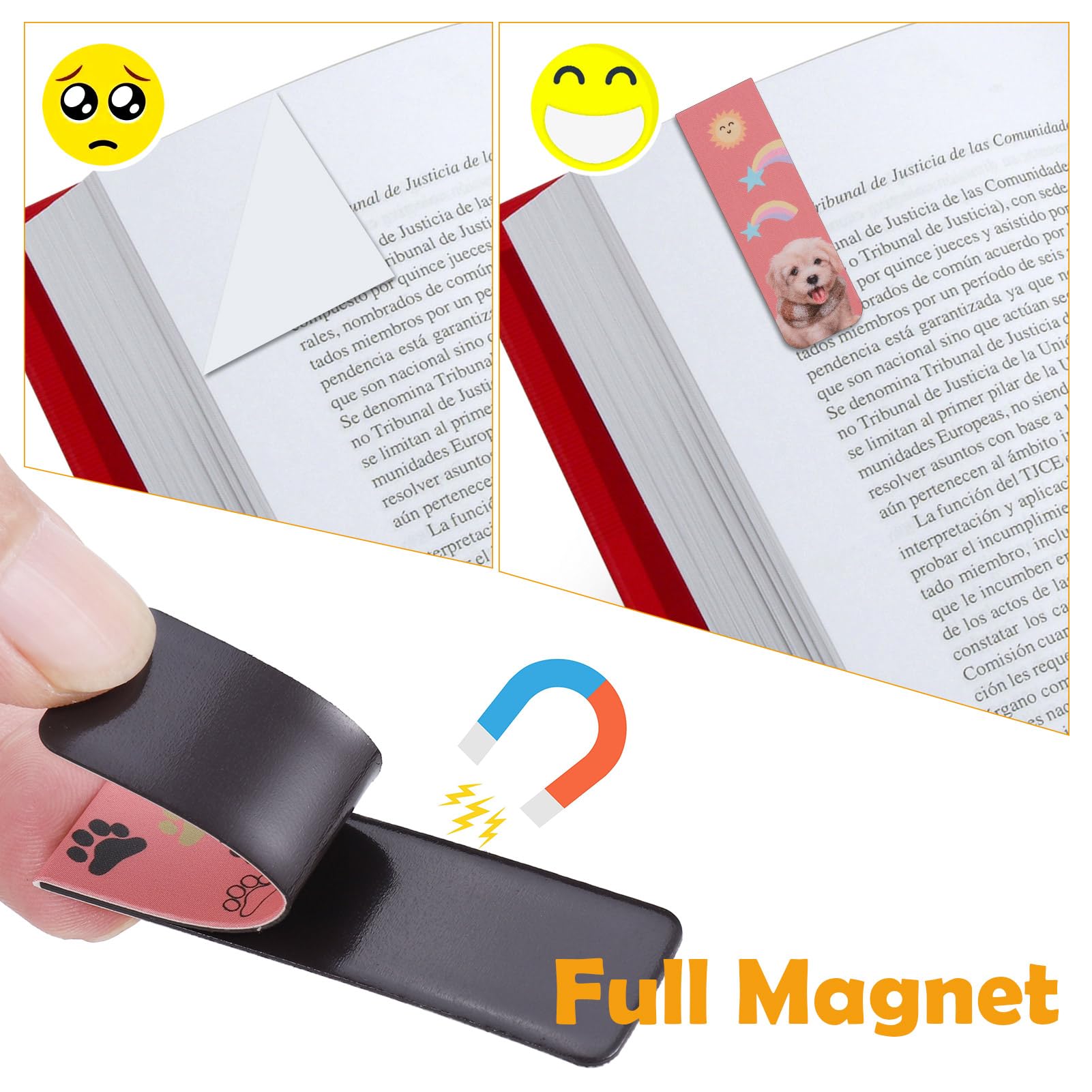 48 Pcs Magnetic Bookmarks Cute Dogs Cats Magnetic Page Markers Puppy