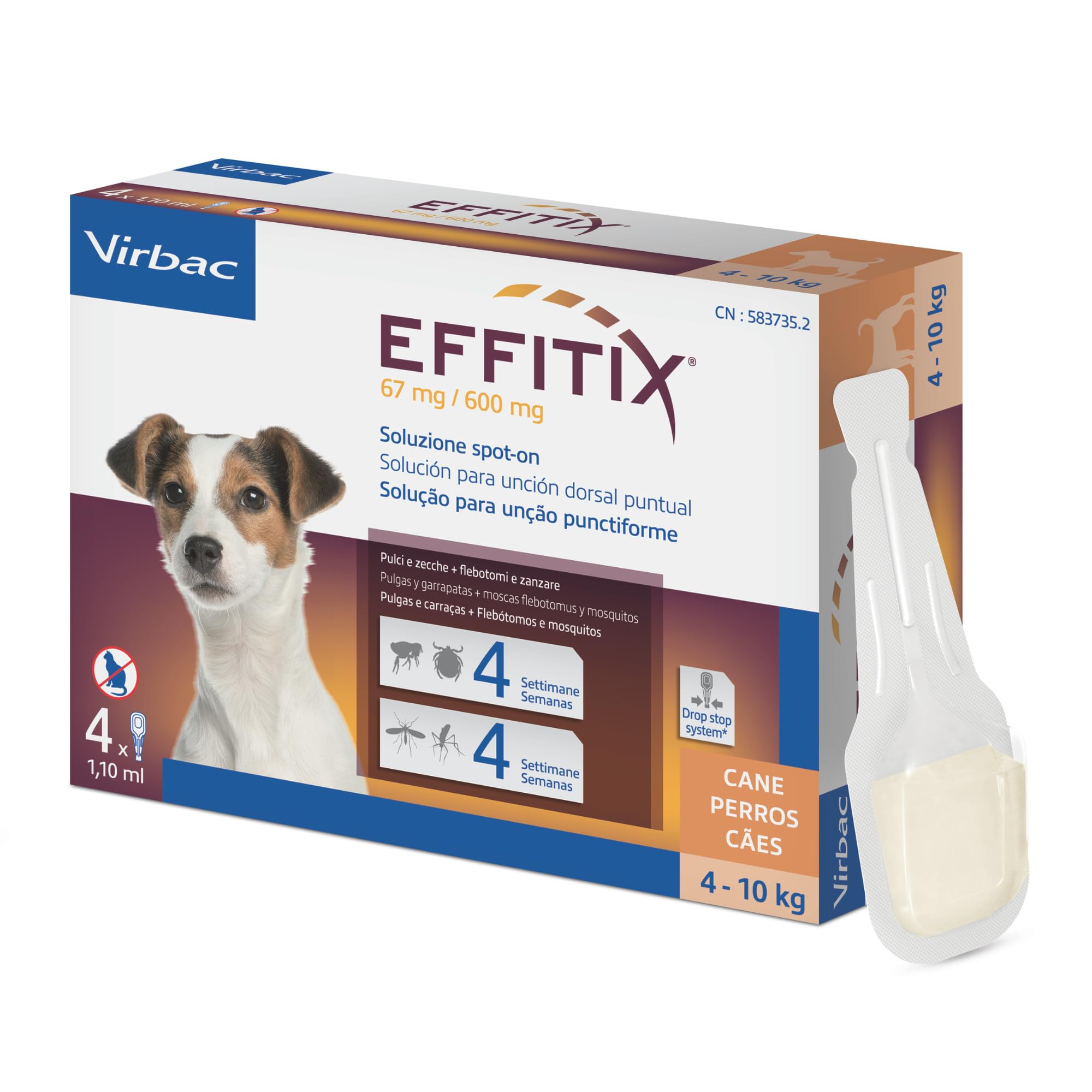 Effitix 4 pipette per animali da 4 a 10 kg