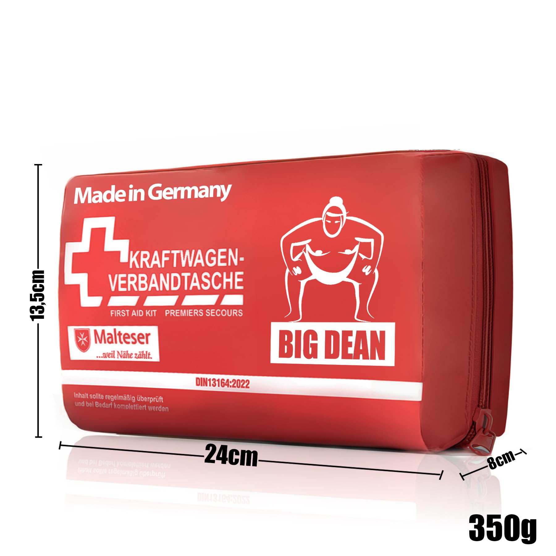 BigDean KFZ Verbandstasche 2026 "MADE IN GERMANY" Verbandskasten nach aktueller Norm – Erste Hilfe Set Auto europaweit nutzbar – DIN 13164:2022 (StVO konform)
