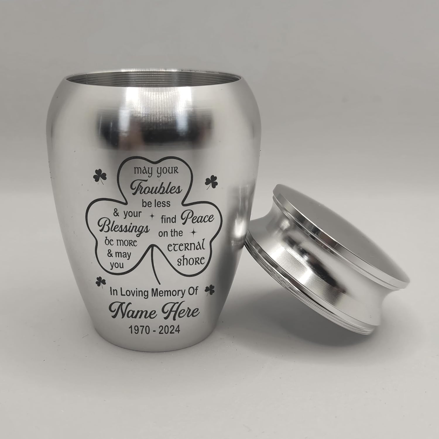 Artsy Woodsy Personalized Irish Memorial Cremation Mini Urn for Human Ashes Keepsake 2.56 inch, Remembrance Gifts for Loss of Loved One, Mini Urns for Human Ashes, Small Urn (08, 2.56x1.77)