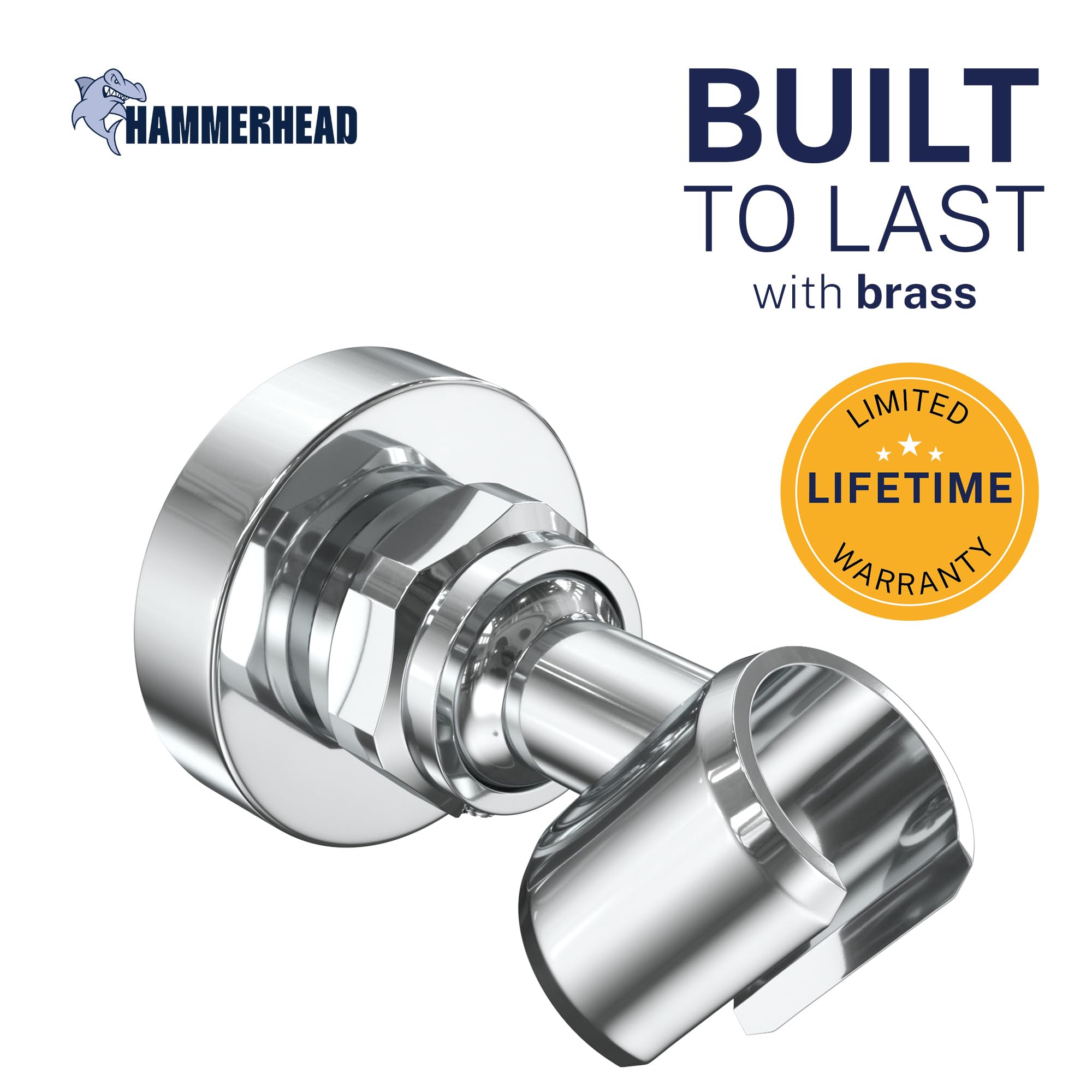 HammerHead Showers Massiver Metall-Handbrausekopfhalter Wandhalterung - Chrom - Verstellbare Schraubmontage Duschstabhalter mit Schwenkkugel - Brauseschlauchhalter, passend für die meisten Handbrausen