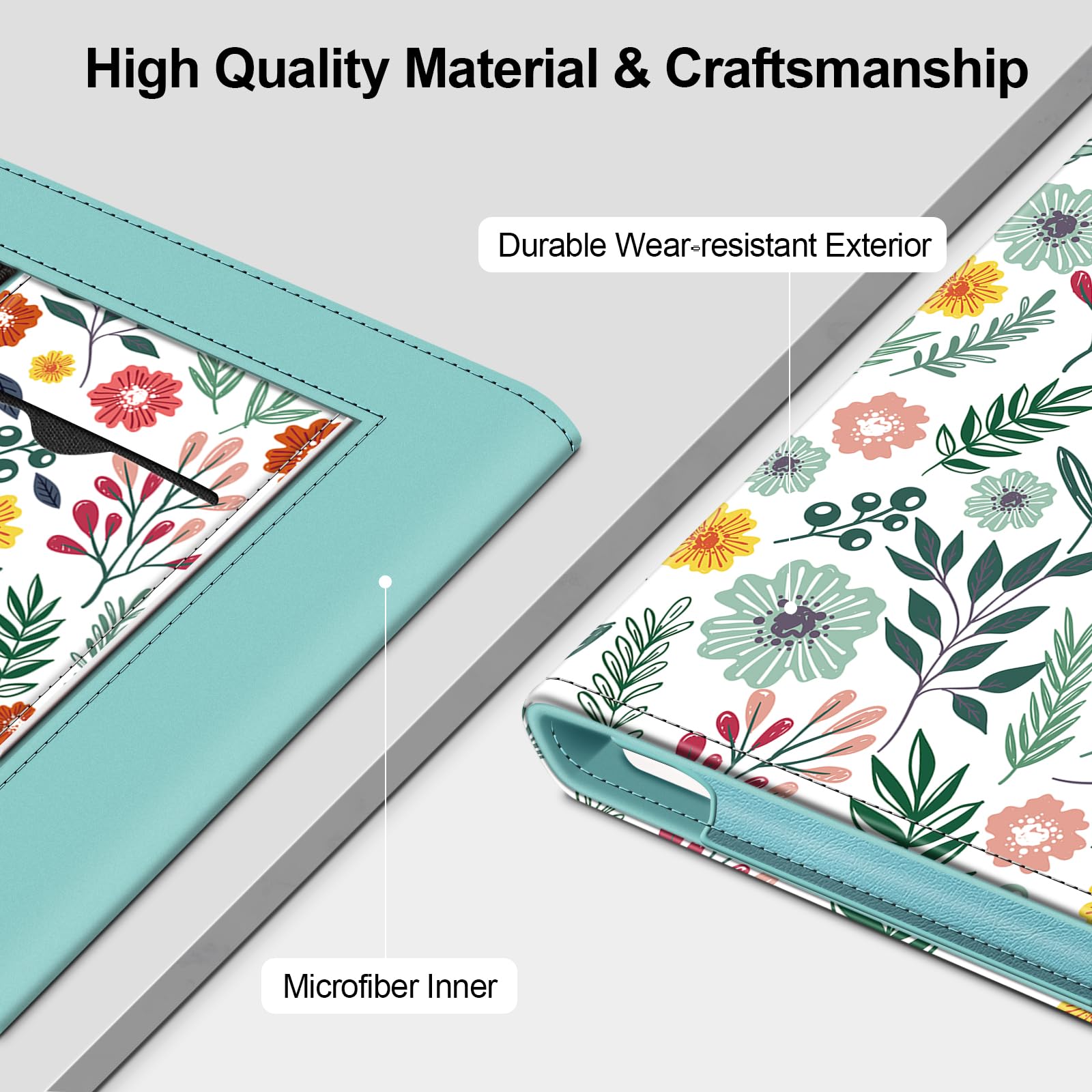 FINTIE Étui Compatible avec 7" Kobo Libra Colour 2024 / Kobo Libra 2 2021 (Modèle: N428 / N418), Coque Liseuse avec Béquille et Fente pour Carte et Dragonne, Fleur Printanière