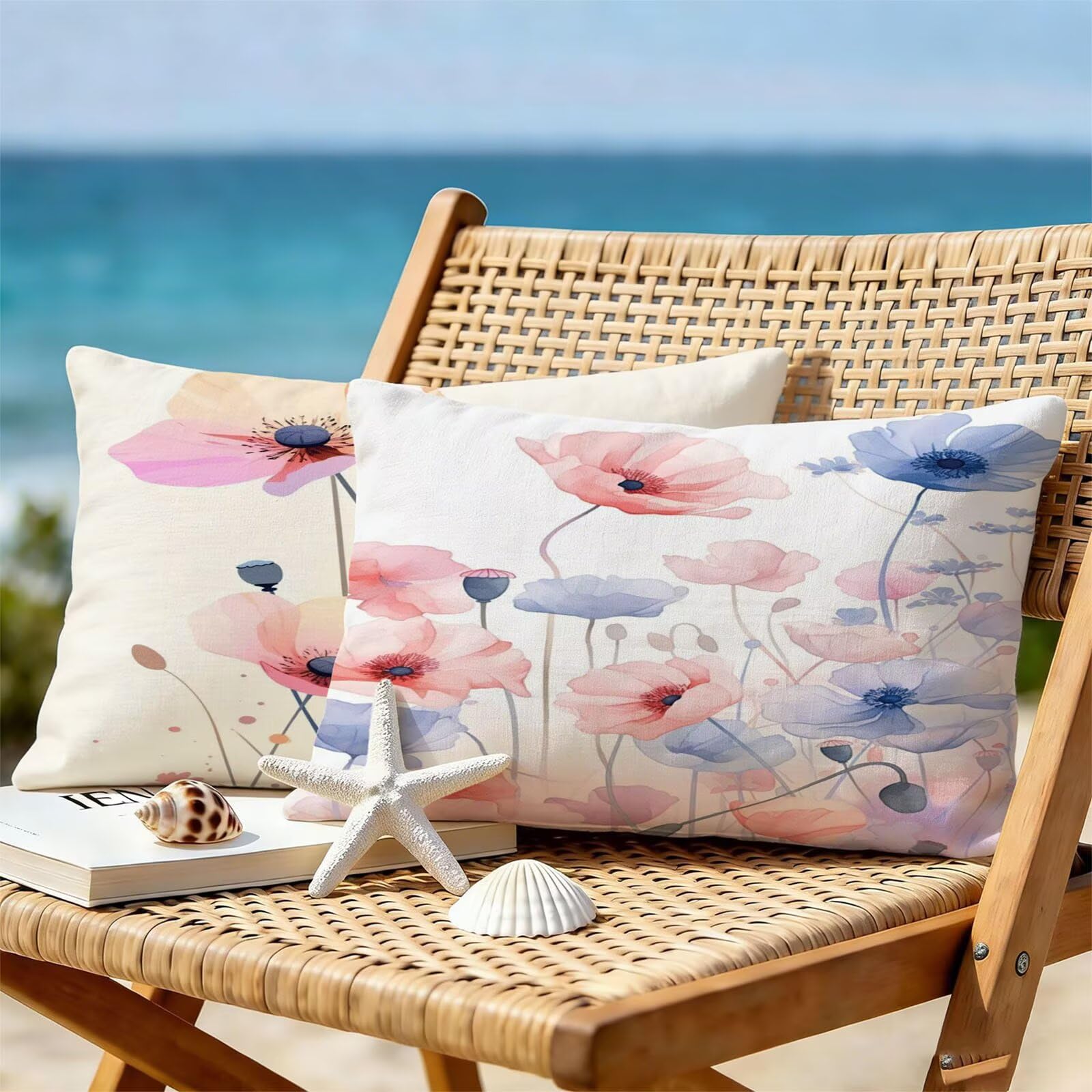 Générique Housse de Coussin Canapé Rose 50x70cm Exterieur Impermeable Flower Taie d'oreiller Décoratif Aesthetic Housse Coussin Decoration pour Chambre Sofa Jardin Balcon Terrasse Lot de 2. T-3674