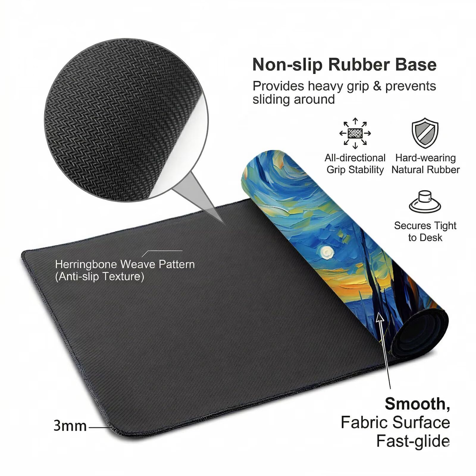 Alfombrilla Escritorio Grande 1200 x 600 x 3 mm, Alfombrilla Ratón Gaming, Cielo Estrellado Tapete de Ordenador , Base Antideslizante y Bordes Reforzados, Impermeable Desk Mat (Panda Gigante) L-x8262