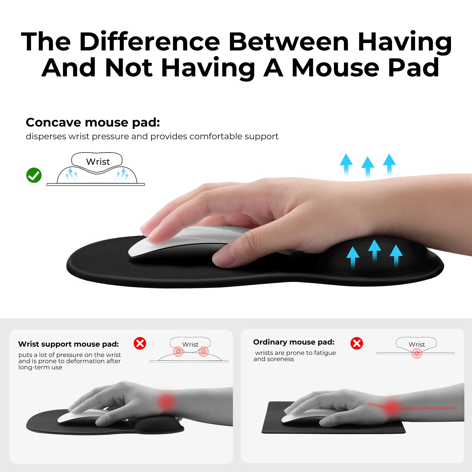 EooCoo Muismat met Palmsteun, Ergonomische Bedrukte Muismat met Polssteun van Traagschuim, Antislip Rubberen Basis, Zwart Marmerpatroon EooCoo Muismat met Palmsteun, Ergonomische Bedrukte Muismat met Polssteun van Traagschuim, Antislip Rubberen Basis, Zwart Marmerpatroon